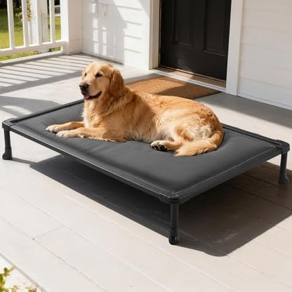 Veehoo Chew Proof Elevated Dog Bed, Padded Indestructible Raised Dog Cot