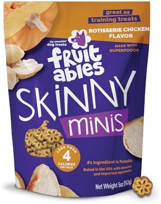 Fruitables Skinny Mini Dog Treats, Training Treats, Rotisserie Chicken, 5oz