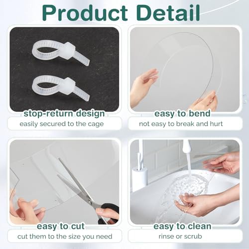 Juexica 2 Pcs 82.7 x 4.5 Inch Guinea Pig Cage Liner Clear Cuttable Critter Liner with Pre Drilled Holes Urine Guard Extra Long Liner with 100 Zip Ties for Rabbit Hamster Ferret Chinchilla