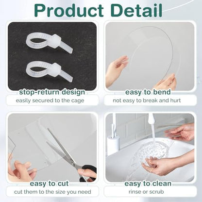 Juexica 2 Pcs 82.7 x 4.5 Inch Guinea Pig Cage Liner Clear Cuttable Critter Liner with Pre Drilled Holes Urine Guard Extra Long Liner with 100 Zip Ties for Rabbit Hamster Ferret Chinchilla