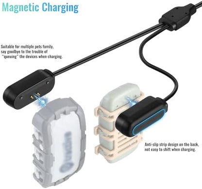 2-in-1 Portable Magnetic Quick Charge Cable | Anti-Lost Heavy-Duty | Replacement for Tractive Dog GPS Tracker | Travel-Friendly Compact USB Cord for Home & Outdoor (Black)