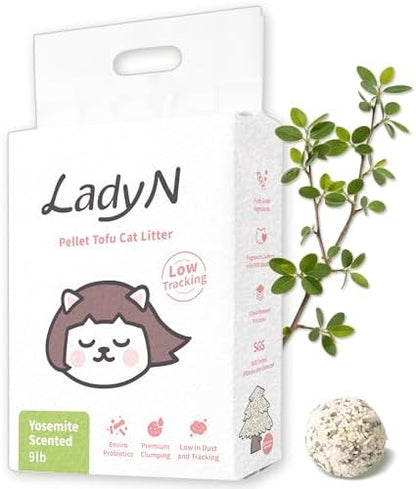 Lady N Pellet Tofu Cat Litter, Yosemite, Eco-Probiotic Odor-Control 9lb
