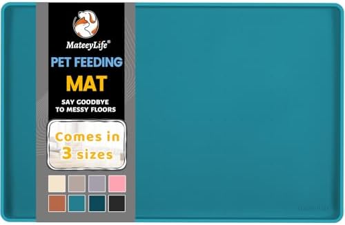 MateeyLife Silicone Cat & Dog Food Mat for Floors Waterproof, Anti-Slip Dog Bowl Mats for Food and Water, Pet Feeding Mats with Lip to Prevent Spills, Pet Placemat for Messy Drinkers to Protect Floors