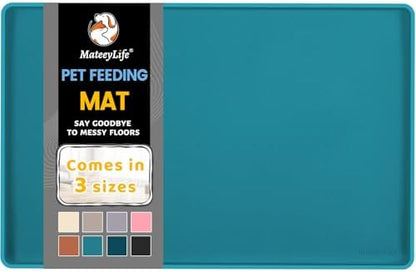 MateeyLife Silicone Cat & Dog Food Mat for Floors Waterproof, Anti-Slip Dog Bowl Mats for Food and Water, Pet Feeding Mats with Lip to Prevent Spills, Pet Placemat for Messy Drinkers to Protect Floors