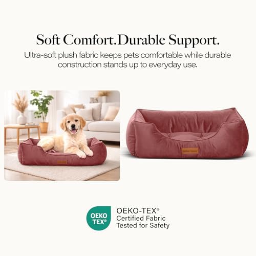 Modern Threads Luxury Dog Bed - Comfortable Tufted Velvet Cushion for Small to Large Dogs - Machine Washable - Durable & Cute Sleep Space for Pets - Pamper Your Pet with Cozy Beds - Rosewood
