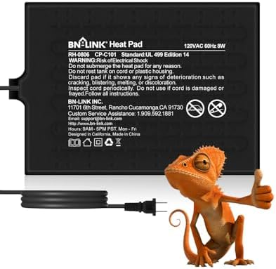 BN-LINK Reptile Heat Pad 6"X8" 8W for 10-20gal Under Tank Terrarium Heating Mat Waterproof for Turtle, Lizard, Frogs, Snake, Hermit Crab