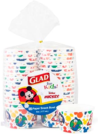 Glad Disney Mickey and Friends Disposable Snack Bowls, 6 Oz, 32 Count