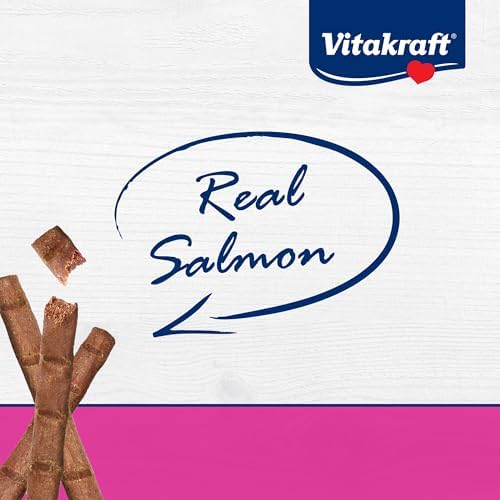 Vitakraft PurrSticks for Cats - Nutritious & Healthy Soft Cat Treats - Gently Oven Roasted Meat Sticks for Cats w/ 70% Meat - Easy-to-Serve Cat Chew Sticks (Salmon, 60 Pack)