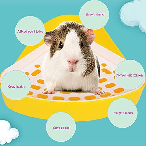 kathson Triangle Potty Trainer Corner Bunny Toilet Guinea Pig Litter Bedding Plastic Box Pet Pan for Rabbit Chinchilla Hamster Ferret Small Animal (Yellow)