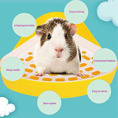 kathson Triangle Potty Trainer Corner Bunny Toilet Guinea Pig Litter Bedding Plastic Box Pet Pan for Rabbit Chinchilla Hamster Ferret Small Animal (Yellow)