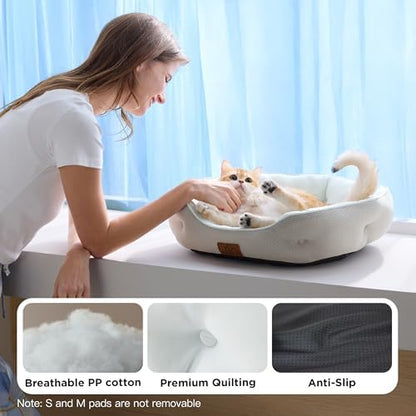 Bedsure AeroFrost™ Cooling Small Dog Bed, Round Washable, 25In Arctic Blue