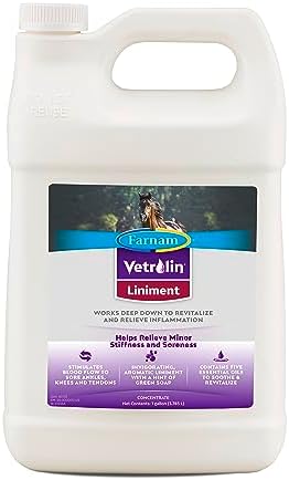 Farnam Vetrolin Horse Liniment for Muscle Soreness, Stiffness and Inflammation Relief on Horses, Helps Reduce Swelling 128 Ounces