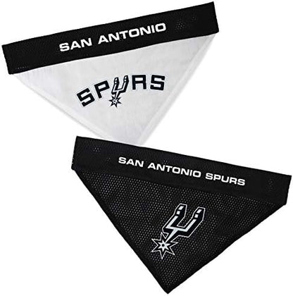 Pets First NBA DOG BANDANA - SAN ANTONIO SPURS REVERSIBLE PET BANDANA. 2 Sided HOME & AWAY Sports Bandana with a PREMIUM Embroidery TEAM LOGO, Small/Medium.