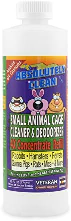 Absolutely Clean Amazing Small Animal Cage Cleaner - Just Spray/Wipe - Easily Removes Messes & Odors - Hamsters, Mice, Rats, Guinea Pigs, Ferrets - USA Made (16 oz Concentrate)