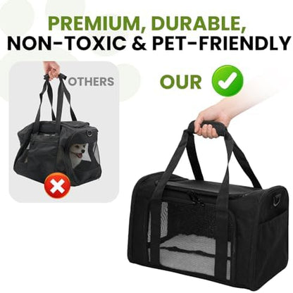 Soft-Sided Cat Carrier 18x11x11 in Expandable Travel Pet Bag 15LBS