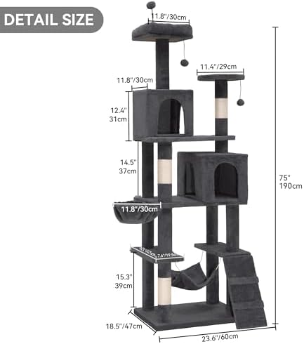 YITAHOME Cat Trees for Large Cats, Sturdy 75 inch Cat Tower