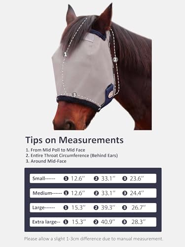 Harrison Howard Reinforced Horse Fly Mask with Mirror PVC Brow Support, Enhanced Eye Space, UV Protection Original Grey S