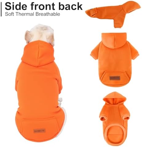 1 Pack Dog Hoodie Warm Hood Dog Sweater Cold Weather Small Dogs Sweatshirt Comfort Pet Clothes for Small Medium Dogs with Pockets Cats Chihuahua Clothes for Male Female Girl Boy Sporty Daily Wear