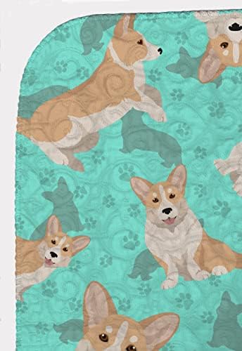 Caroline's Treasures MLM1047LQB Fawn Cardigan Corgi Quilted Blanket 50x60 Artwork Pattern Quilted Throw Blanket for Bed, Couch, Sofa, Soft and Lightweight