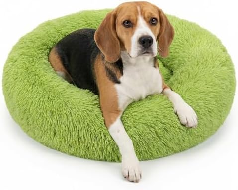 nononfish Cozy Donut Dog Bed,Plush Round Calming Pet Bed