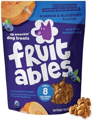 Fruitables Baked Dog Treats, Low Calorie Treats, Pumpkin & Blueberry, 12oz