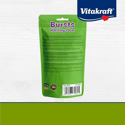 Vitakraft Bursts Small Animal Treat Wildberry Flavor 1.76 oz - Crispy Outside with Soft Berry Center - Fun Reward Snacks for Rabbits Guinea Pigs Hamsters and Other Small Pets