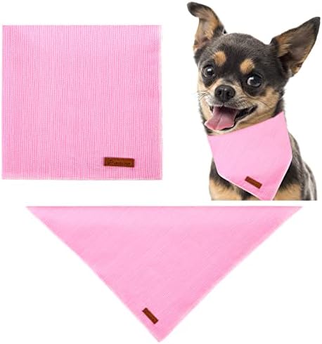 Dog Bandana - Comfortable Cotton Triangle Bid Scarf for Puppy, Small Dog, Washable Pet Kerchief for Girl Dogs or Cats, Pink Adorable Bandana