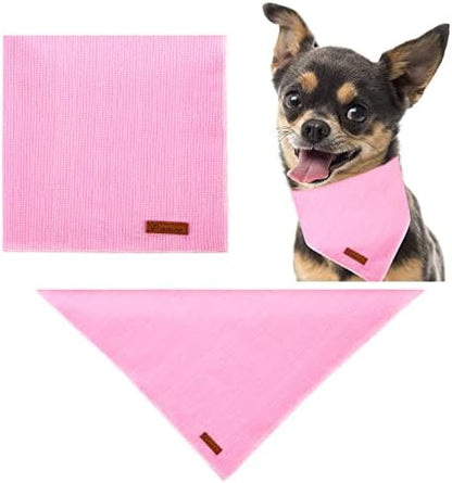 Dog Bandana - Comfortable Cotton Triangle Bid Scarf for Puppy, Small Dog, Washable Pet Kerchief for Girl Dogs or Cats, Pink Adorable Bandana