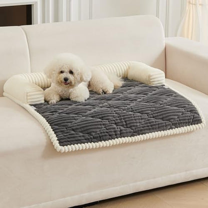 HAOMAIJIA Dog Couch Bed for Small Dogs, Non Slip Pet Couch Covers for Sofa Thick Soft Washable Dog Couch Cover Protector All Seasons Universal Dogs and Cats Bed Mat (Grey, Small)