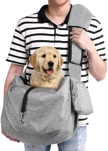 Ownpets XL Dog Sling 15-25lbs, Hands-Free Carrier with Bottom Support Pad