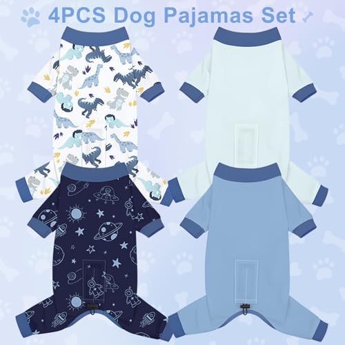 Bienbee Dog Pajamas, 4 Pack Adjustable Onesies for Small to Large Dogs XL