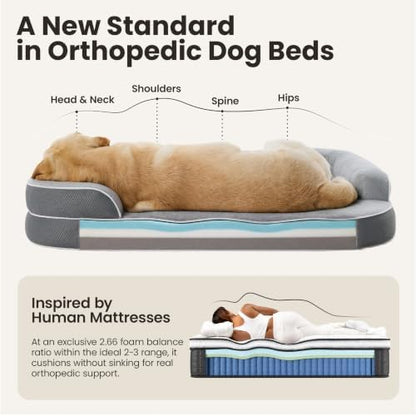 LE SURE RealOrtho™ 3-Layer Orthopedic Dog Beds Large Sized Dog,35" Grey