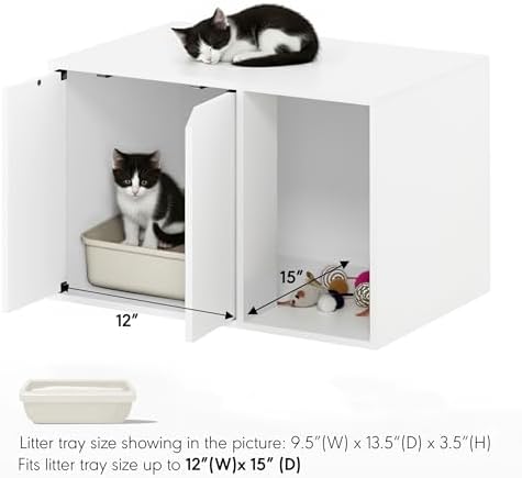 Furinno PELI 24" Wide Cat Litter Box Enclosure, Solid White