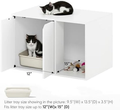 Furinno PELI 24" Wide Cat Litter Box Enclosure, Solid White