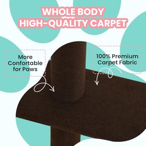 Max & Marlow 95-108" Floor to Ceiling Cat Tree for Indoor Cats, Brown