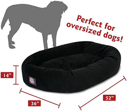 Majestic Pet Suede Calming Dog Bed, 52 Inch X-Large, Round, Washable, Black