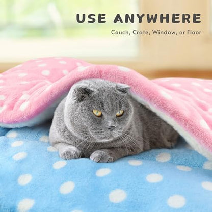 2 Pack Cat Blanket for Indoor Cats, Ultra Soft & Warm Calming Bed