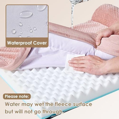 EHEYCIGA Large Dog Bed Memory Foam for Crate, Orthopedic Dog Bed Large Size Dogs with Washable Removable Cover, Waterproof Pet Sofa Couch with Nonskid Bottom, 35x22x6, Pink