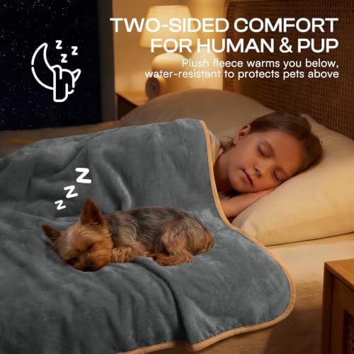 Luciphia Waterproof Pet Blanket, Washable Reversible Sherpa Fleece Throw