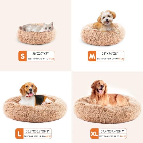 NEWBULIG 37x37 Inch Donut Dog Bed for Indoor Use, Fluffy Large Pet Sofa
