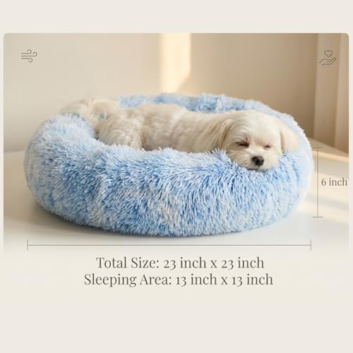 nononfish Donut Dog Bed for Small Dogs,Soft Round Calming Bed