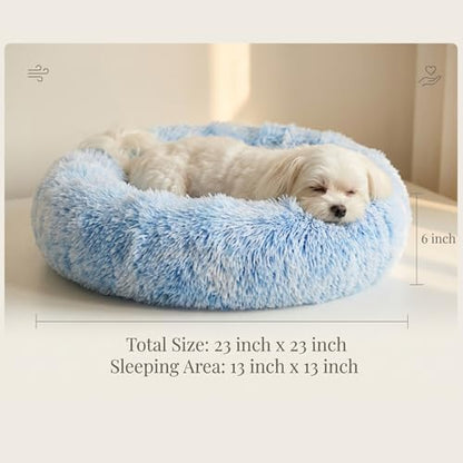 nononfish Donut Dog Bed for Small Dogs,Soft Round Calming Bed