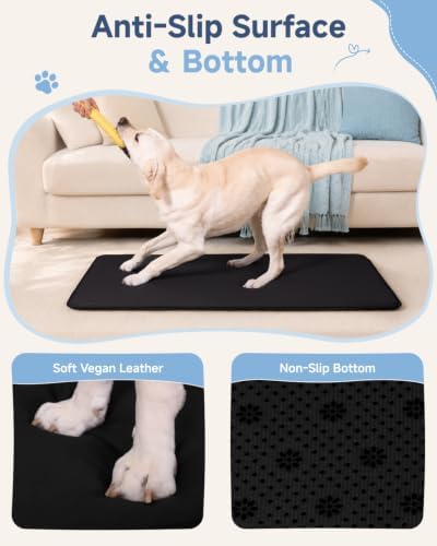 XXL Extra Large Dog Crate Pad Mat, Waterproof Wipeable Bed, 47x 29, Black