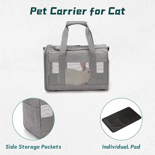 PINVNBY Small Pet Carrier, Guinea Pig Carrier, Bunny Carrier for Travel Camping Outdoor, Breathable Pet Portable Hand Bag for Hamster Rabbit Guinea Pig（Gray）