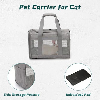 PINVNBY Small Pet Carrier, Guinea Pig Carrier, Bunny Carrier for Travel Camping Outdoor, Breathable Pet Portable Hand Bag for Hamster Rabbit Guinea Pig（Gray）