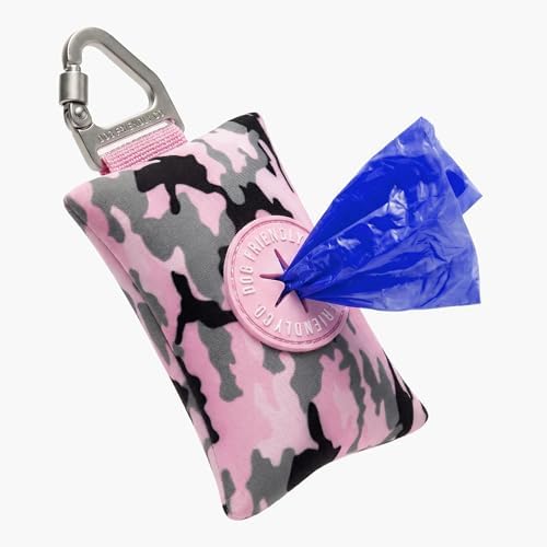 Dog Friendly Co. Poop Bag Holder for Leash, Dog Waste Bag (Pink Camo)