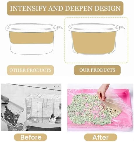 Ouliget Disposable Rabbit Cage Liner Bag with Elastic,Portable Large Size Pet Litter Box Tidy Bags,Small Animal Universal Toilet Film for Bird Hamster Cat Hedgehog,50 Pieces