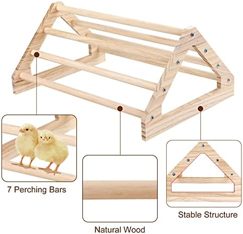 Wooden Chick Perch Stand, Pine Chicks Roosting Bar, Jungle Gym Perch Toys for Chicken Coop & Brooder, Bird Perch for Baby Chicks & Parrots (Large)