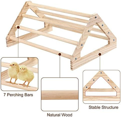 Wooden Chick Perch Stand, Pine Chicks Roosting Bar, Jungle Gym Perch Toys for Chicken Coop & Brooder, Bird Perch for Baby Chicks & Parrots (Large)