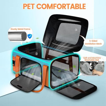 Petskd Top-Expandable Pet Carrier 19"x13"x9" Airline Approved, Blue